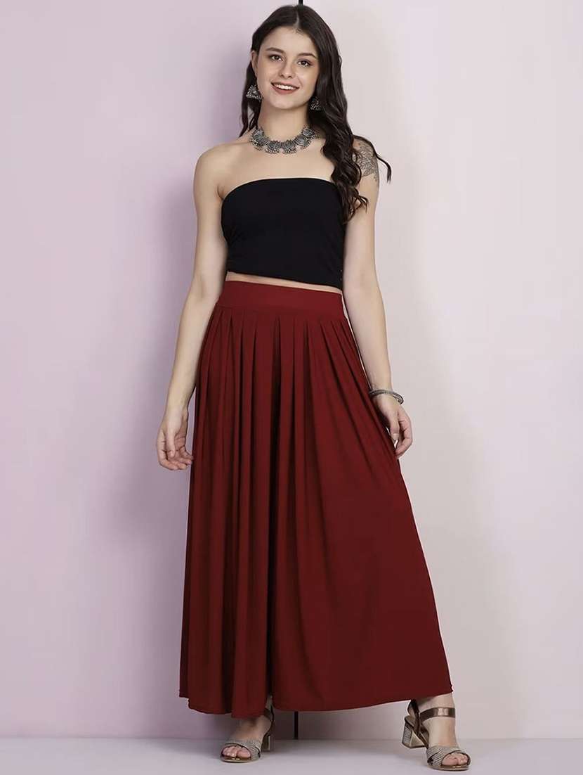 women solid mid rise flared palazzo - 21967052 -  Standard Image - 3