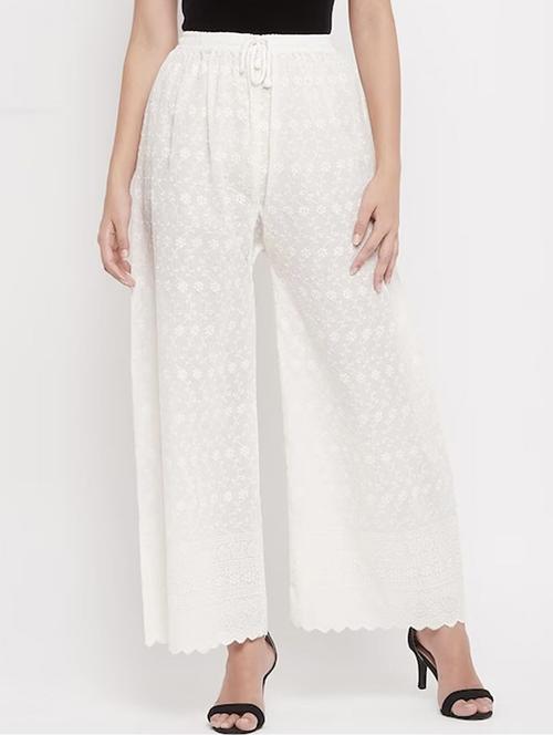 women embroidered mid rise flared palazzo - 21967053 - Standard Image - 0