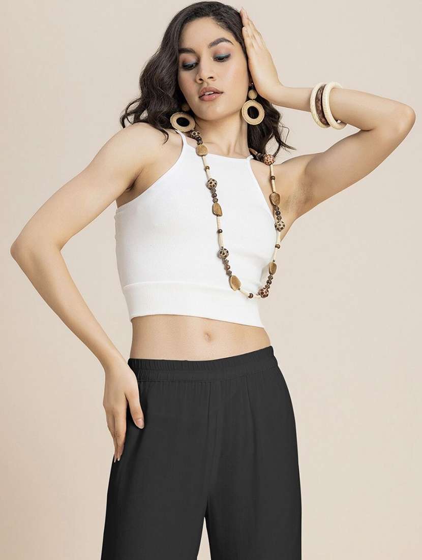 women black solid mid rise sharara - 21967055 -  Standard Image - 3