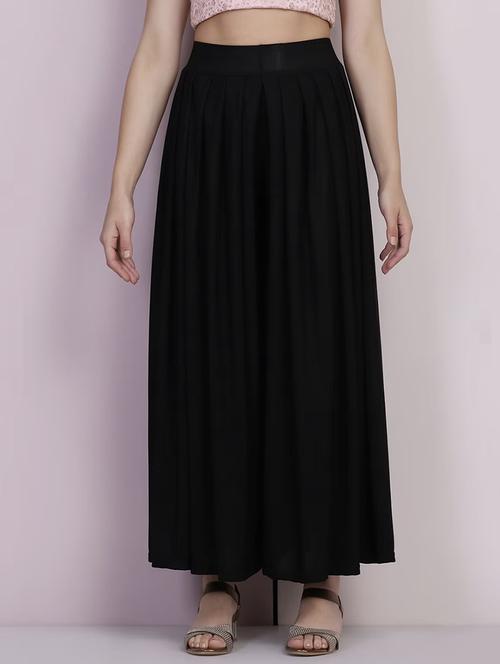 women solid mid rise flared palazzo - 21967058 - Standard Image - 0