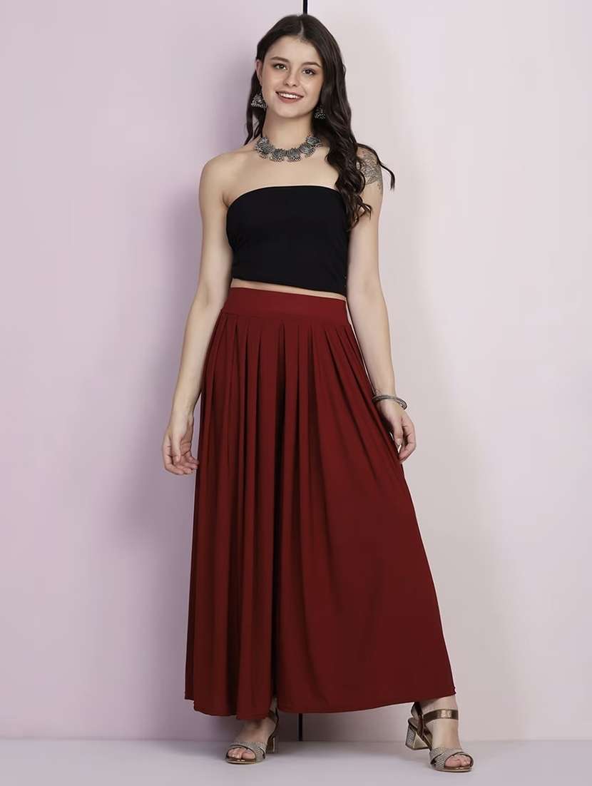 women solid mid rise flared palazzo - 21967059 -  Standard Image - 3