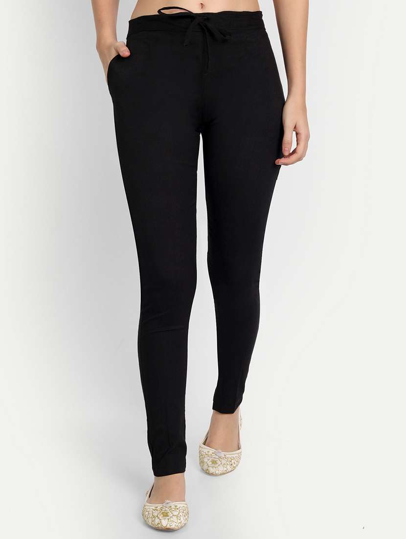 women solid regular fit cigarette trouser - 21967064 -  Zoom Image - 0