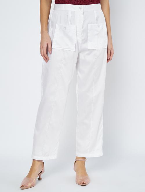 white cotton trousers - 21967066 -  Standard Image - 0