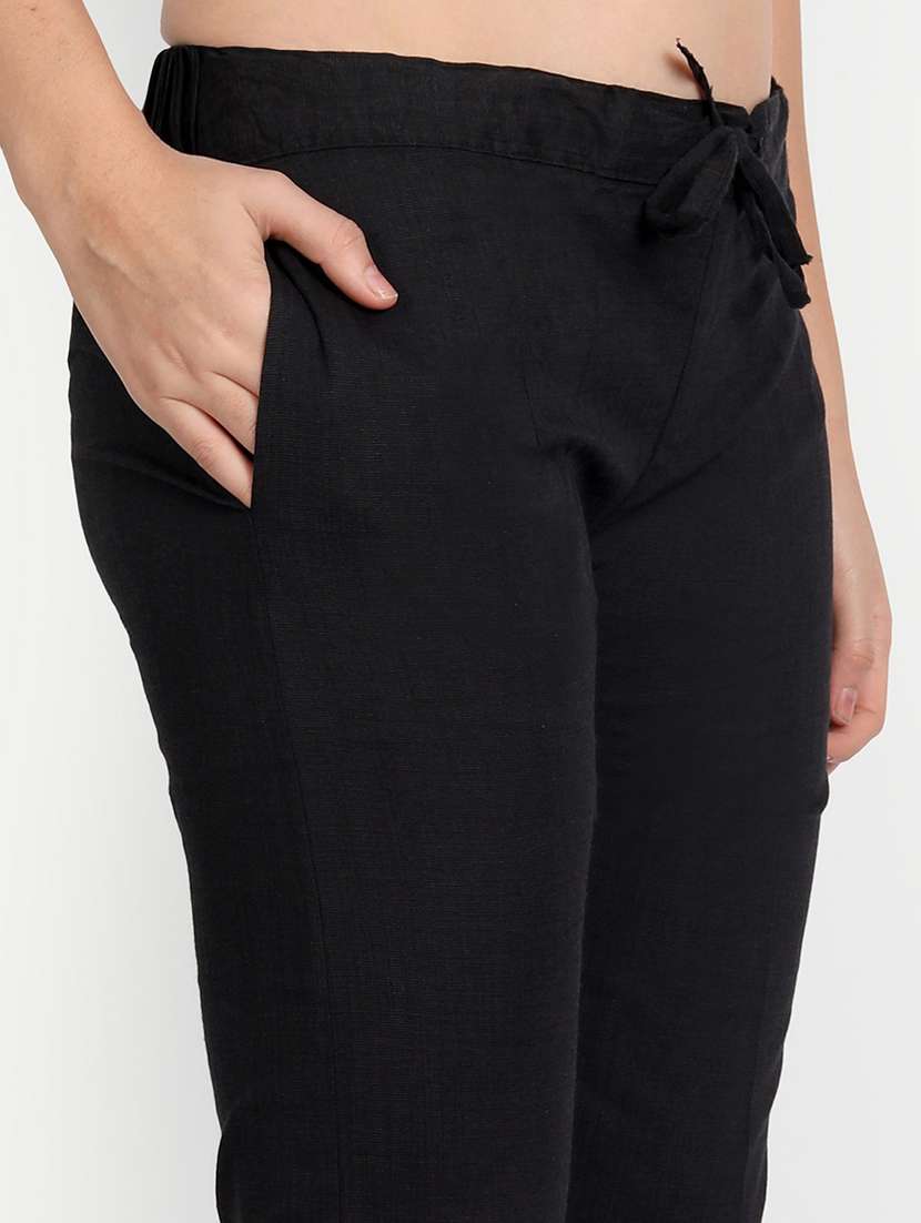 women solid regular fit tapered pant  - 21967080 -  Standard Image - 3