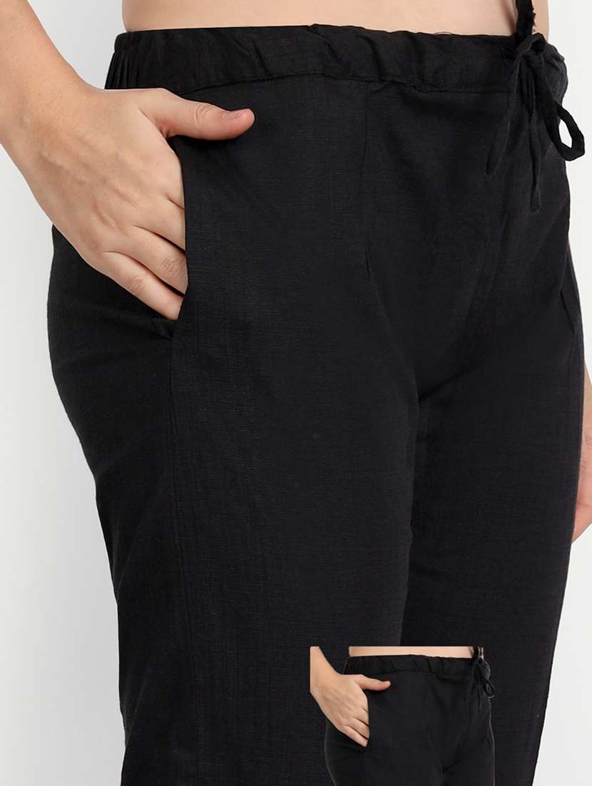 women solid regular fit tapered pant  - 21967089 -  Standard Image - 3