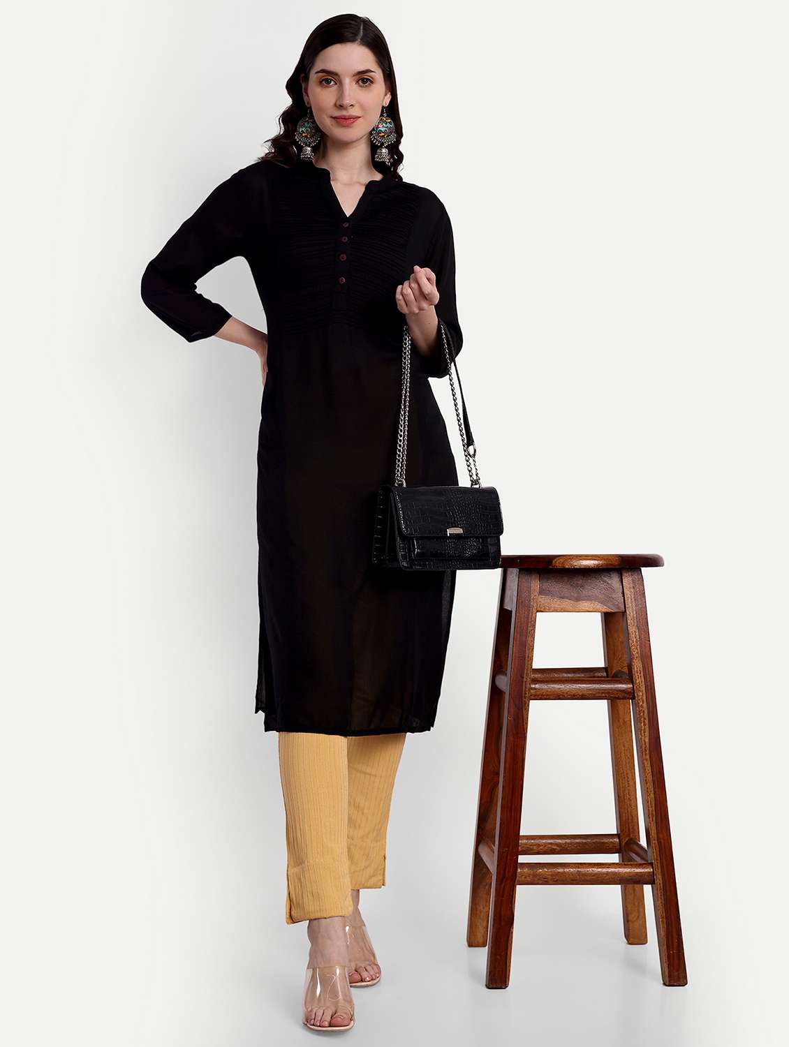 women solid slim fit tapered pant  - 21967090 -  Standard Image - 3