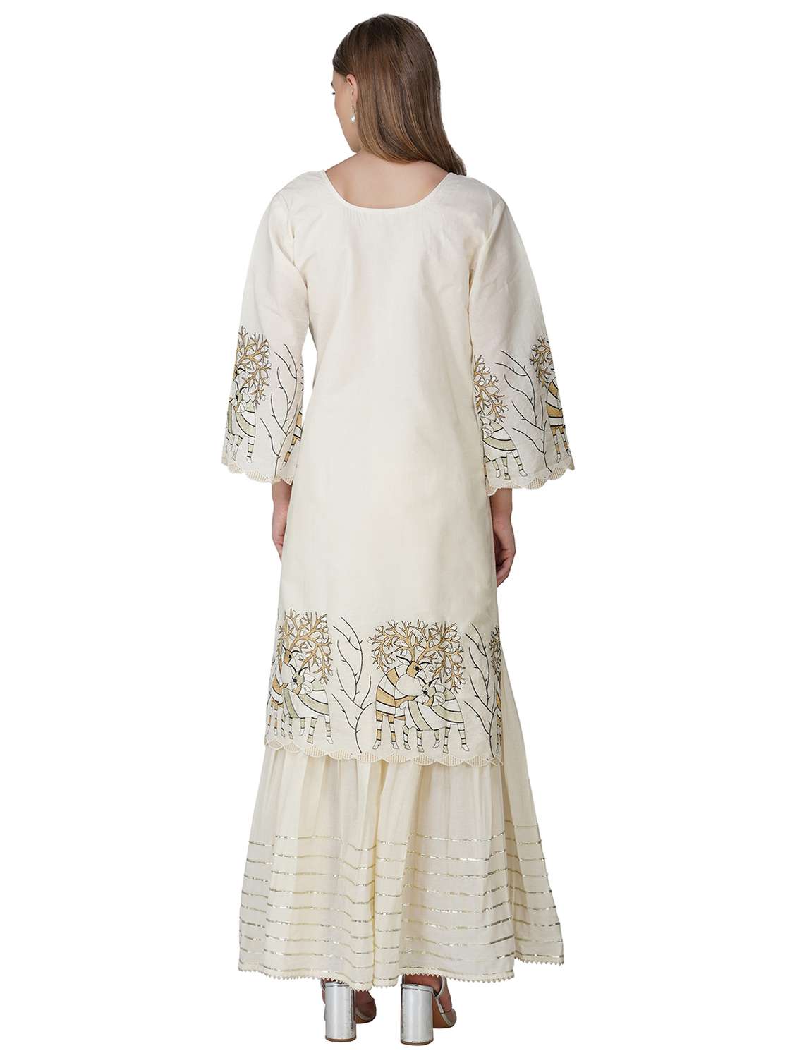 women embroidered long sleeve kurta sharara with dupatta set - 21967094 - Standard Image - 3