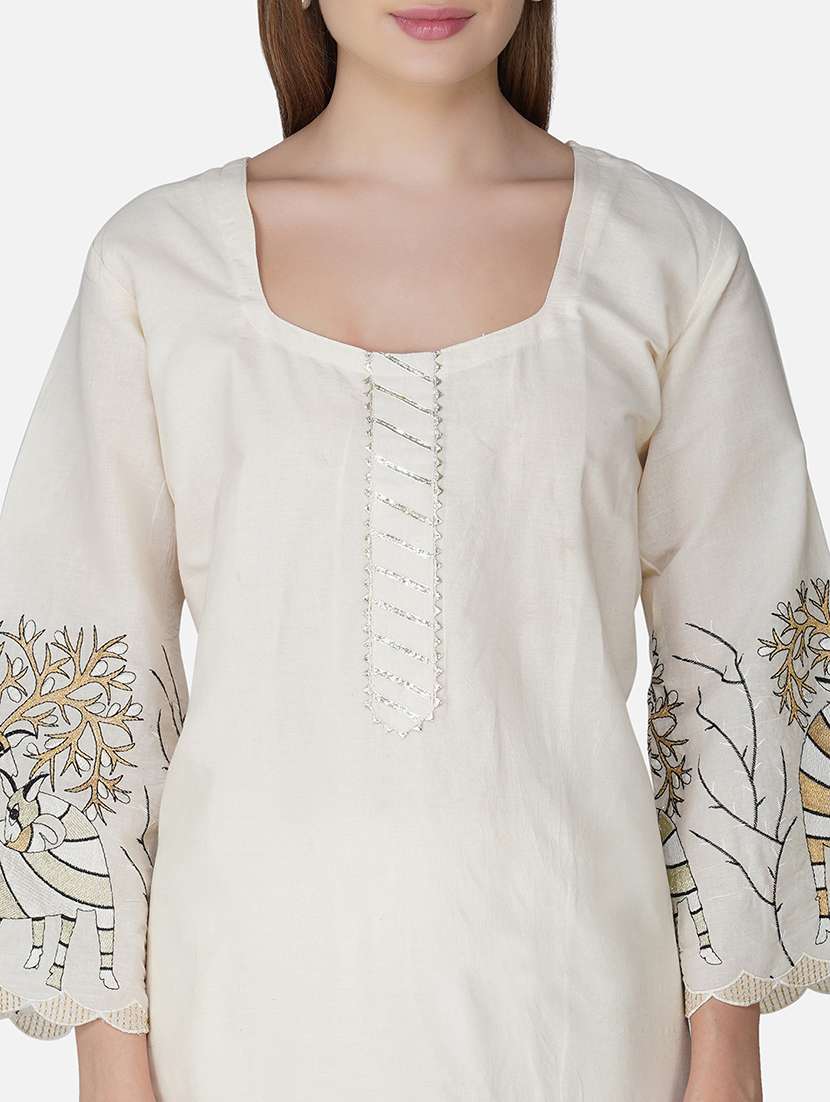 women embroidered long sleeve kurta sharara with dupatta set - 21967094 - Standard Image - 5