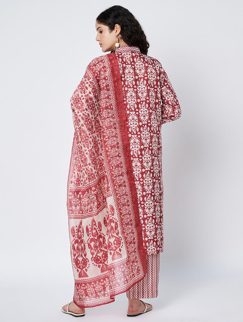women three quarter sleeve kurta pant with dupatta set - 21967107 - Standard Image - 3