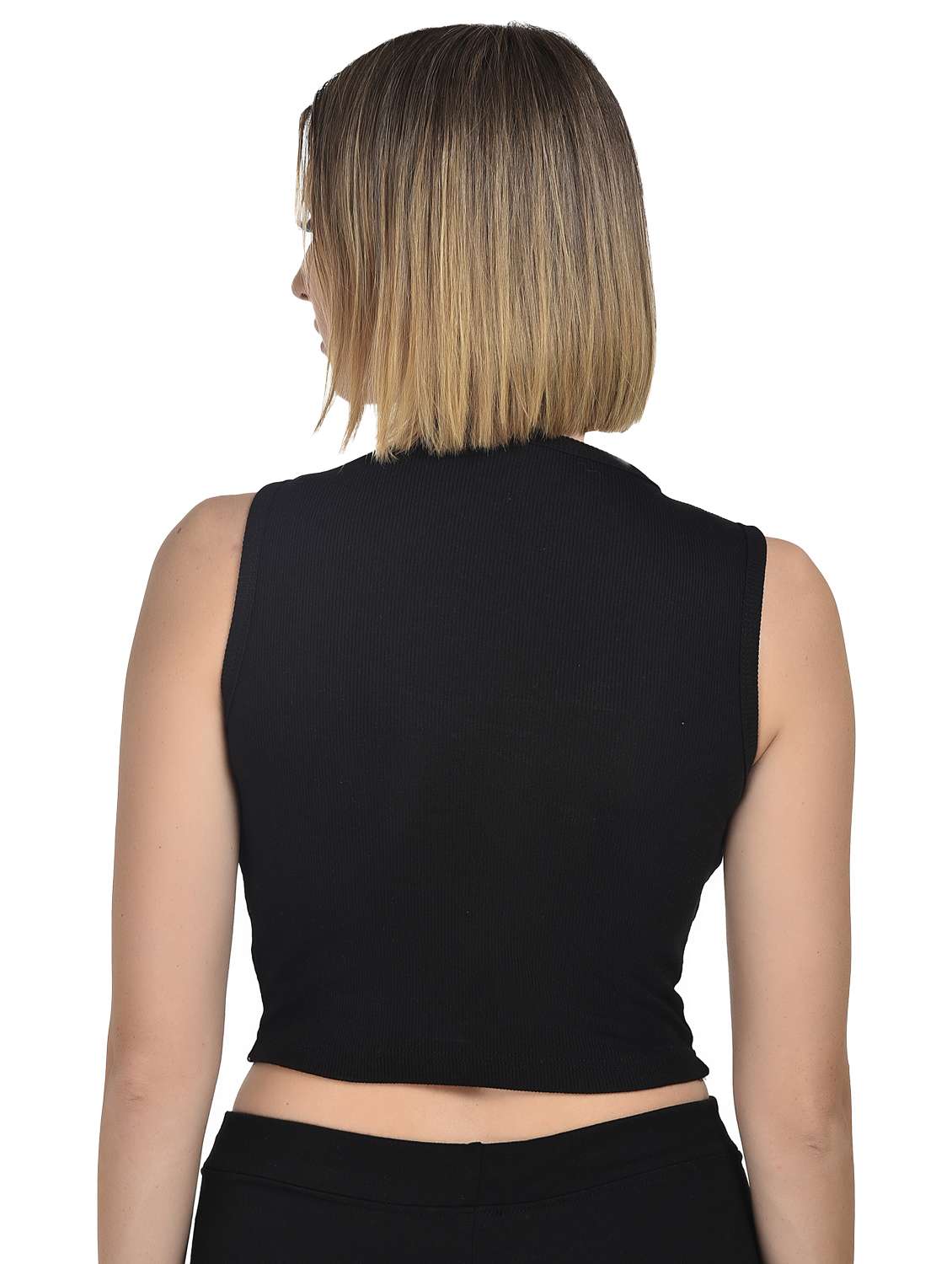 women solid sleeveless crop top - 21967117 -  Standard Image - 3
