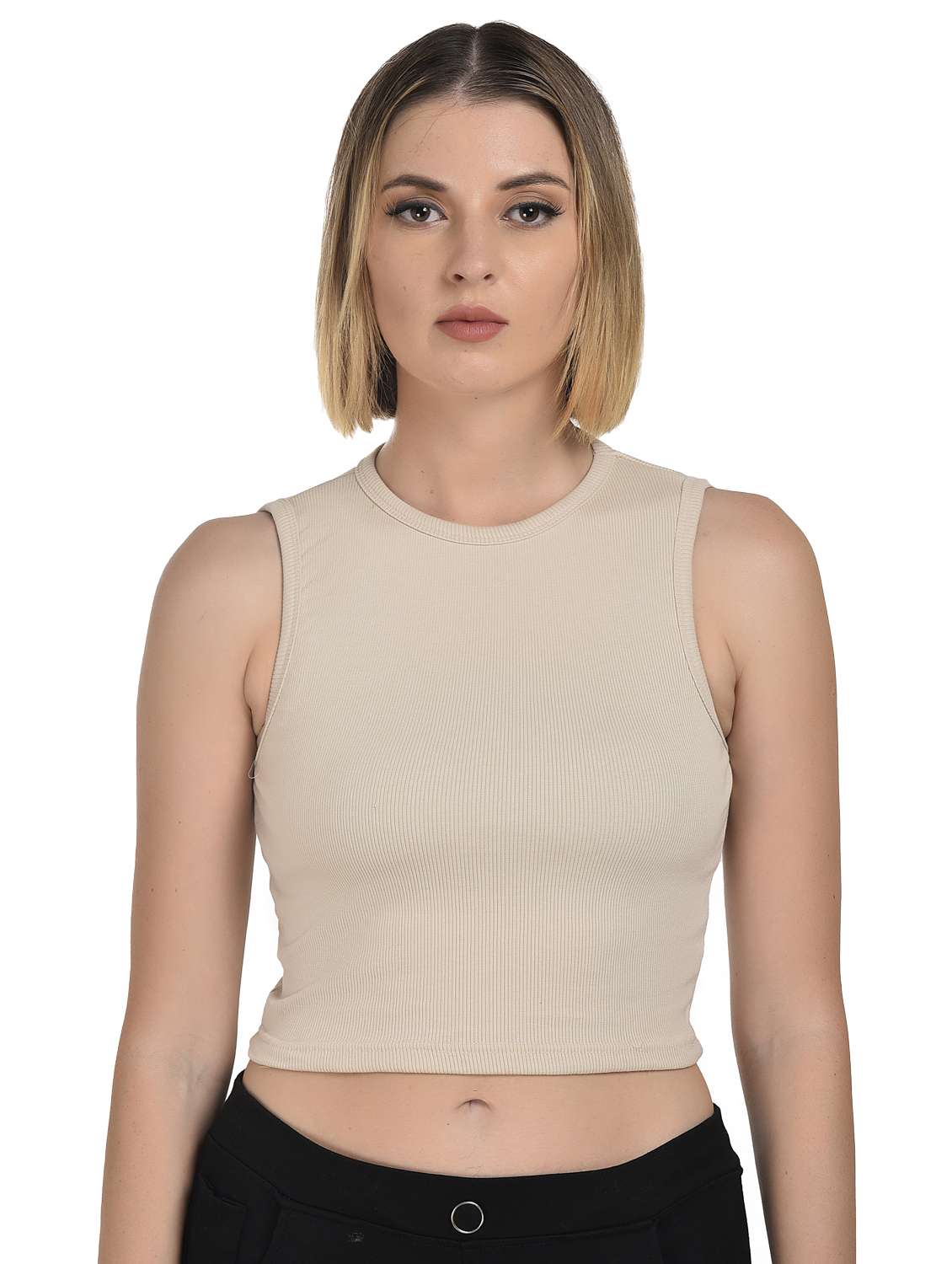 casual crop regular fit cotton blend top - 21967118 - Standard Image - 5