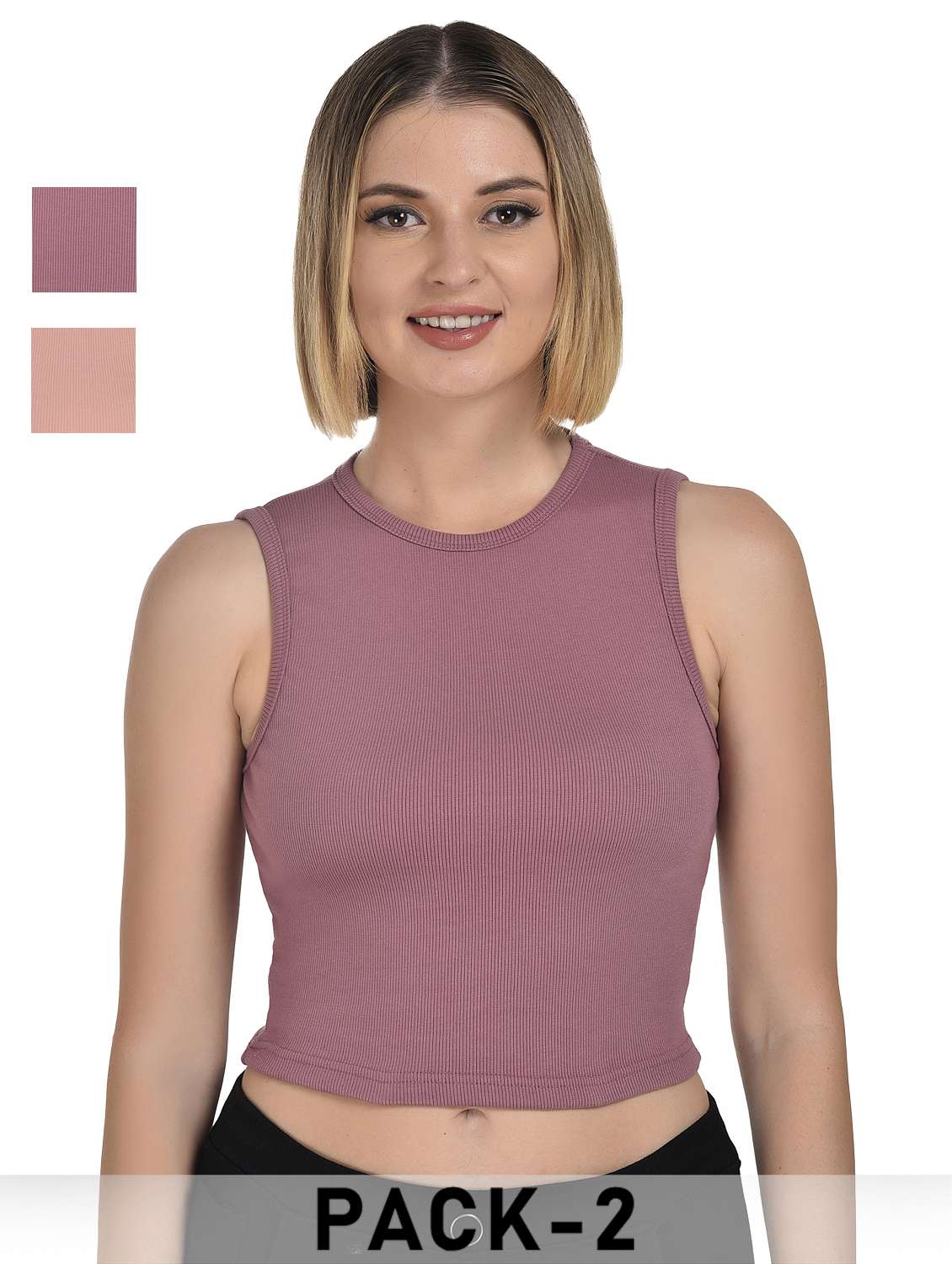 women pack of 2 solid sleeveless crop top - 21967125 - Zoom Image - 0