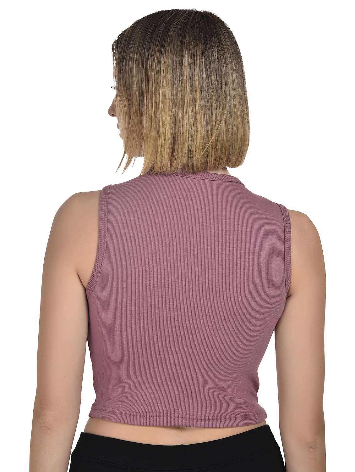 women mauve solid sleeveless crop top - 21967126 -  Standard Image - 3