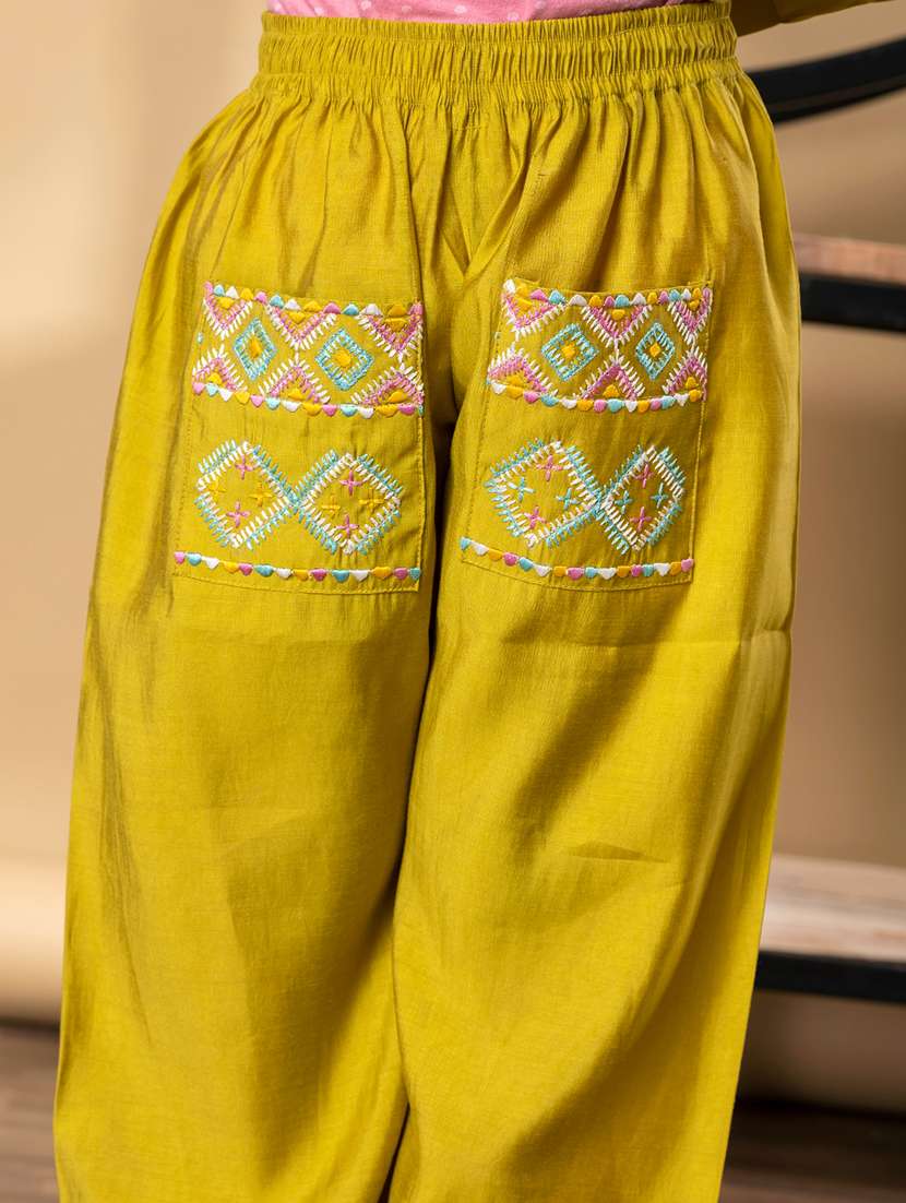 girls embroidered long sleeve kurta and palazzo set - 21967200 -  Standard Image - 5