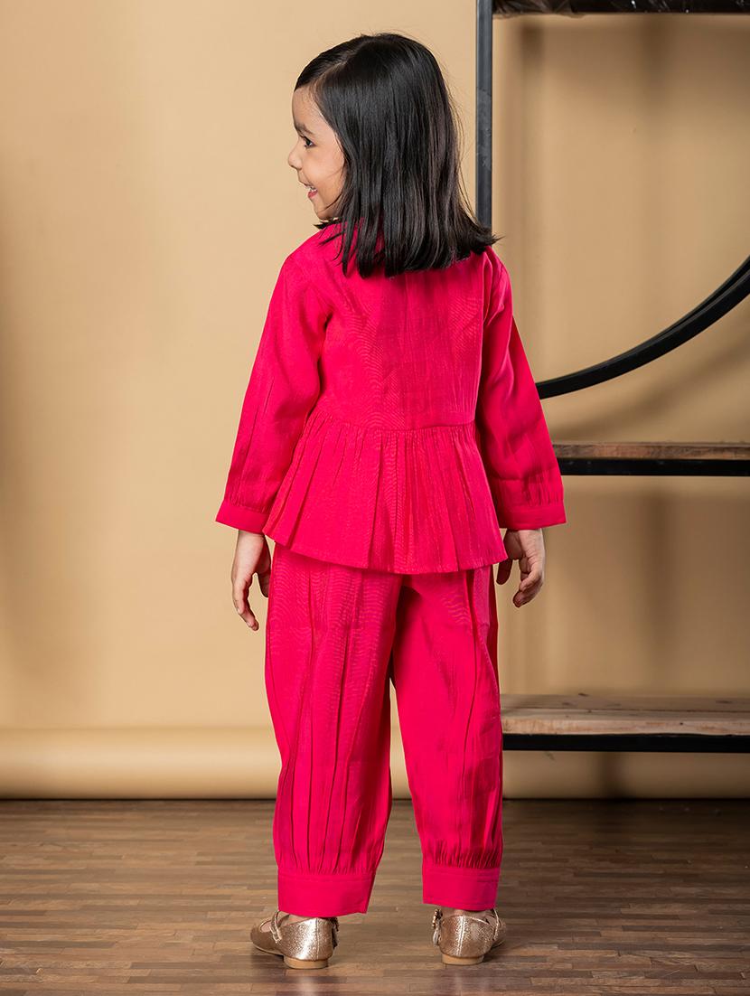 girls embroidered long sleeve kurta and salwar set - 21967201 - Standard Image - 3