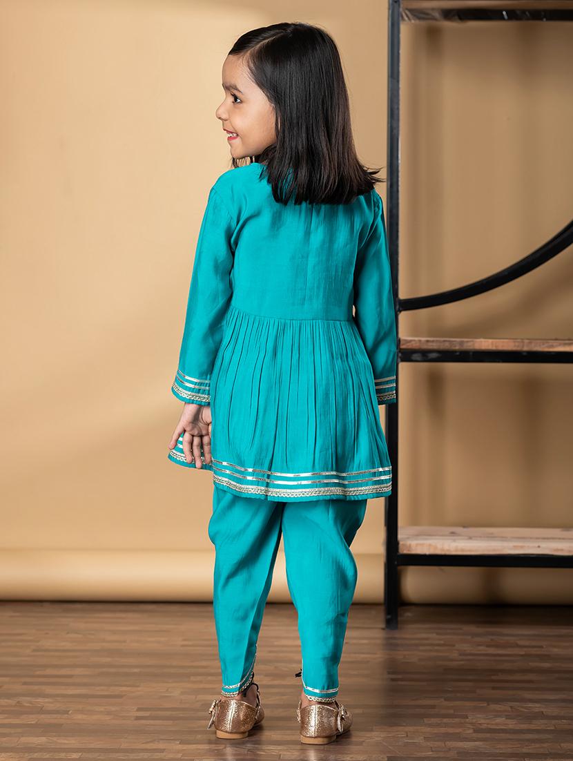 girls embroidered long sleeve kurta and dhoti set - 21967202 - Standard Image - 3