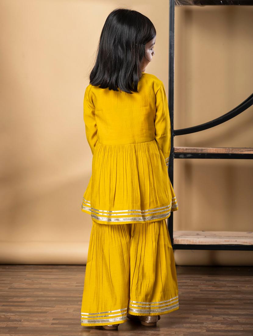 girls gota detailed long sleeve kurta and sharara set - 21967203 - Standard Image - 3