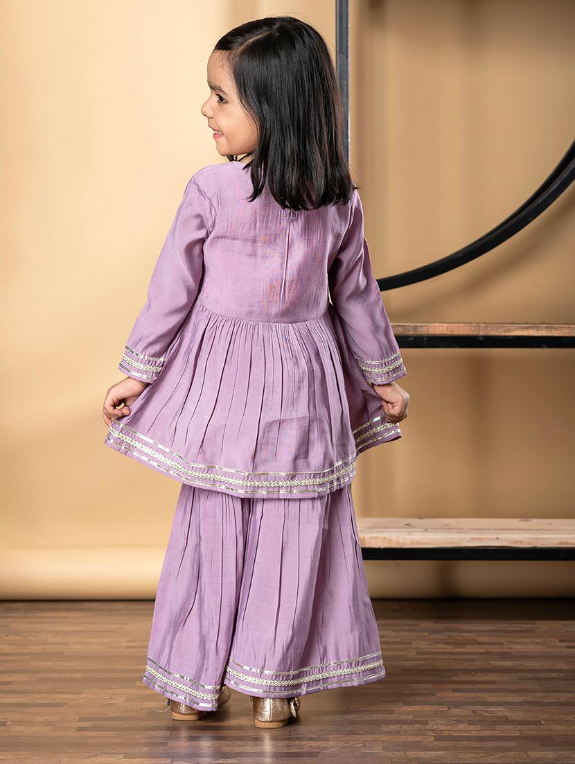 girls gota detailed long sleeve kurta and sharara set - 21967204 - Standard Image - 3