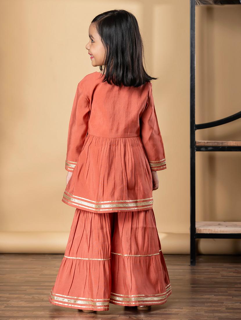 girls embroidered long sleeve kurta and sharara set - 21967206 - Standard Image - 3