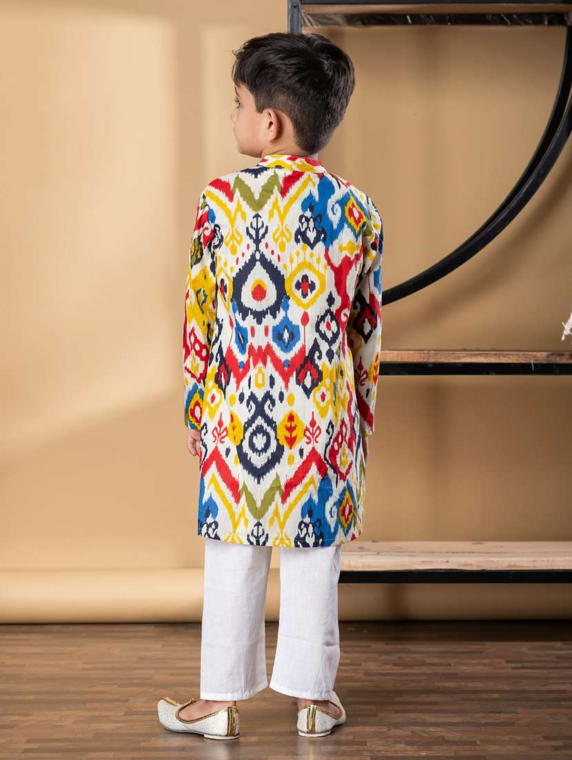 boys printed long sleeve kurta & pyjama set - 21967219 -  Standard Image - 3