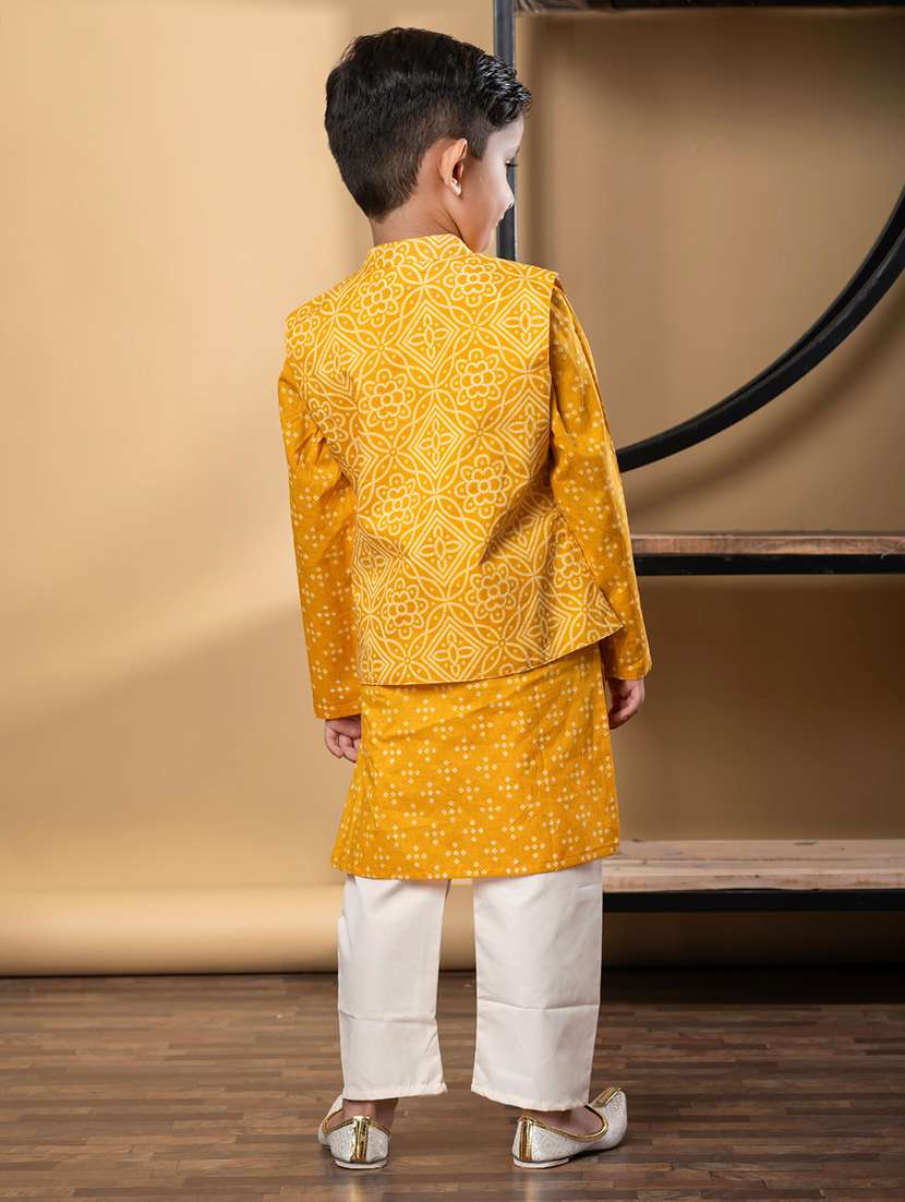 boys printed kurta and pyjama with nehru jacket - 21967226 -  Standard Image - 3