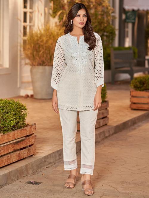 women three quarter sleeve ethnic co-ord set - 21967302 - Standard Image - 0