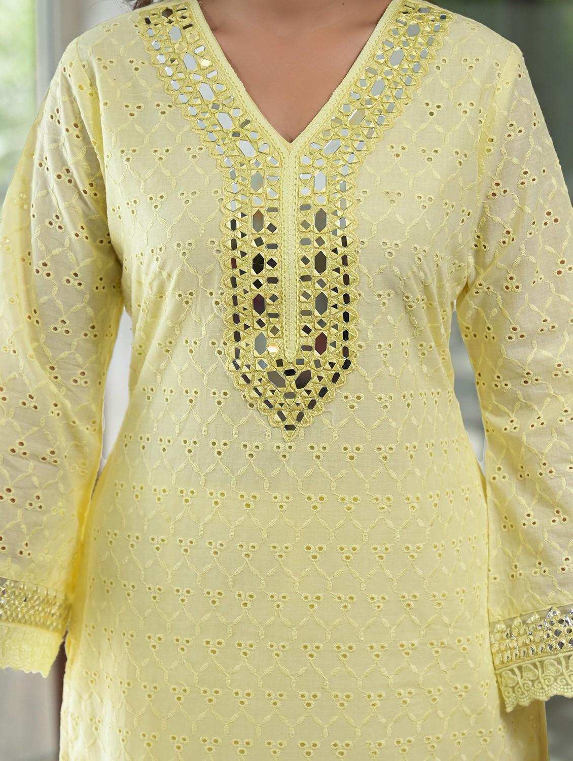 women yellow long sleeve kurta pant set - 21967364 - Standard Image - 3