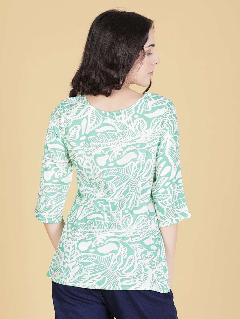 women printed three quarter sleeve ethnic top - 21967833 -  Standard Image - 3