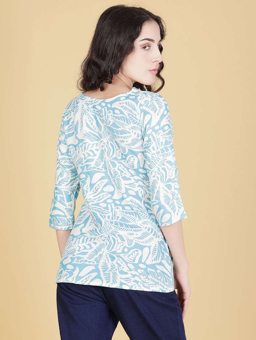 women printed three quarter sleeve ethnic top - 21967835 -  Standard Image - 3
