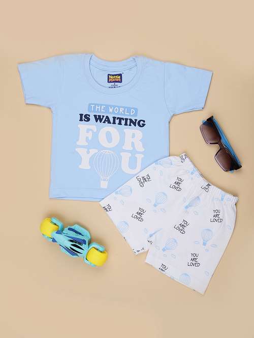 boys printed t-shirt & shorts casual wear set - 21967855 -  Standard Image - 0