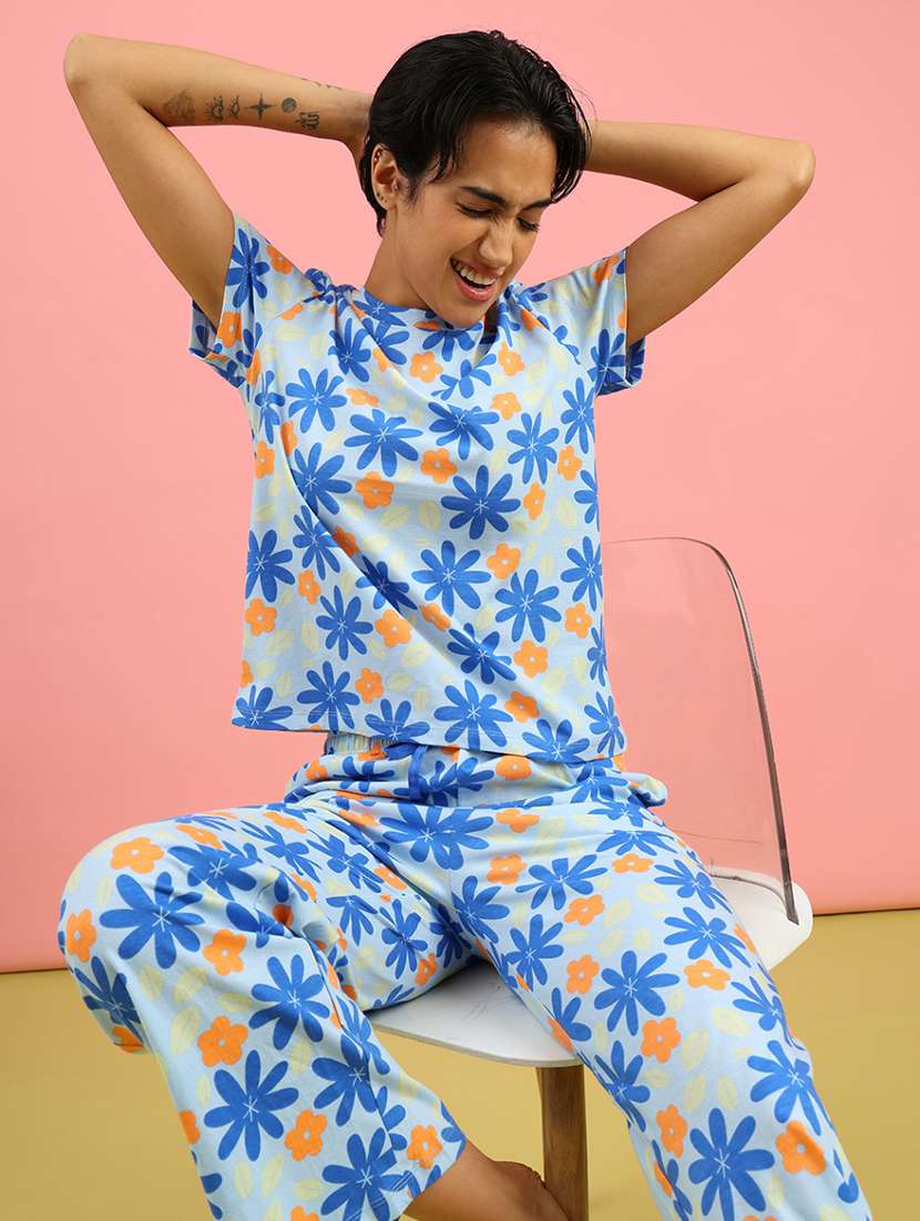 women printed nightwear pyjama set