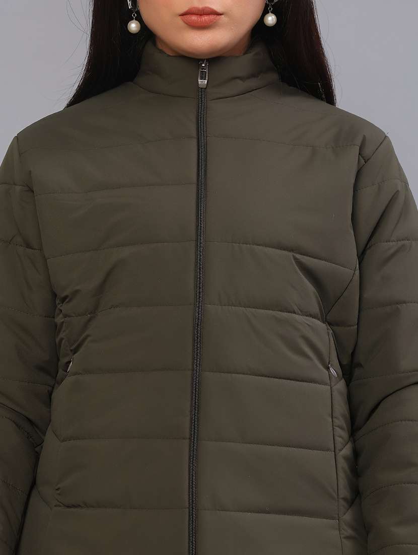 women solid long sleeve puffer jacket - 21967933 -  Standard Image - 5