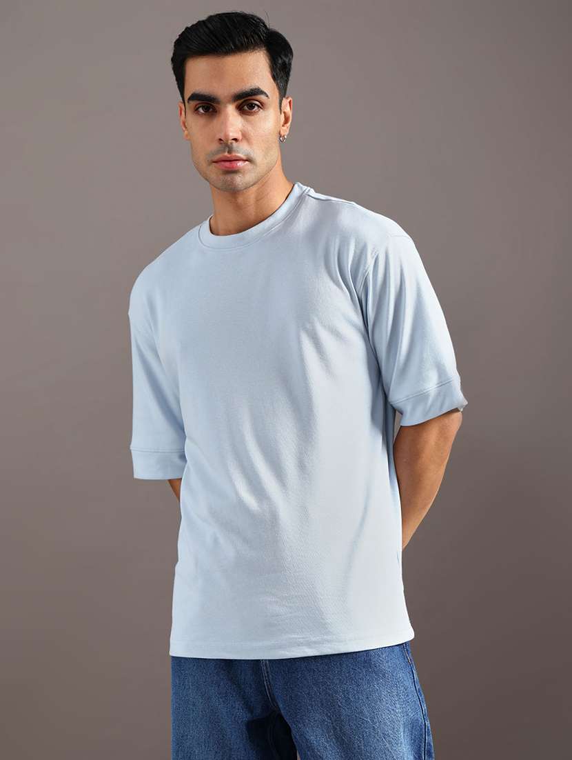 men solid short sleeve loose fit t-shirt