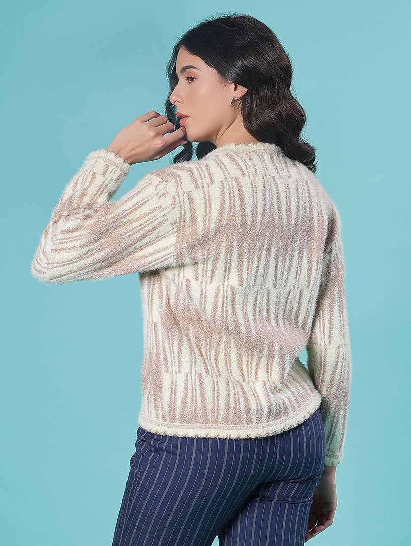 women self design long sleeve cardigan - 21967962 - Standard Image - 3