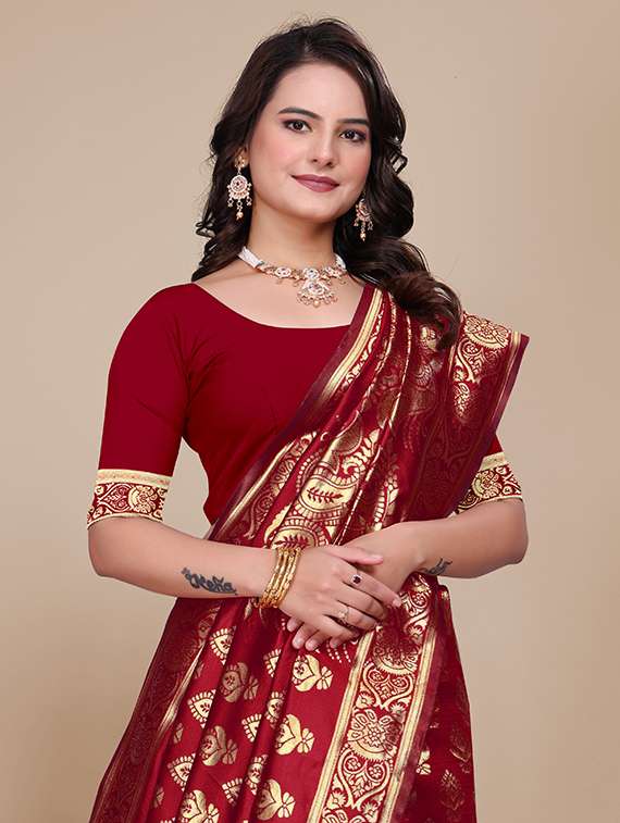 women self design banarasi saree with blouse - 21967984 -  Standard Image - 3