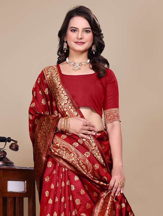 women self design banarasi saree with blouse - 21967990 -  Standard Image - 3