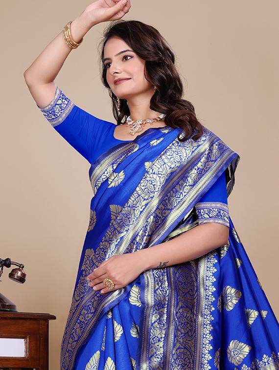 women self design banarasi saree with blouse - 21967999 - Standard Image - 3