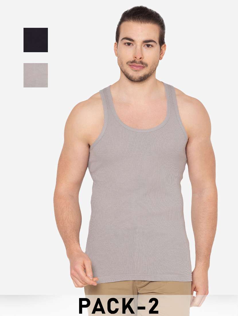 men pack of 2 solid scoop neck vest
