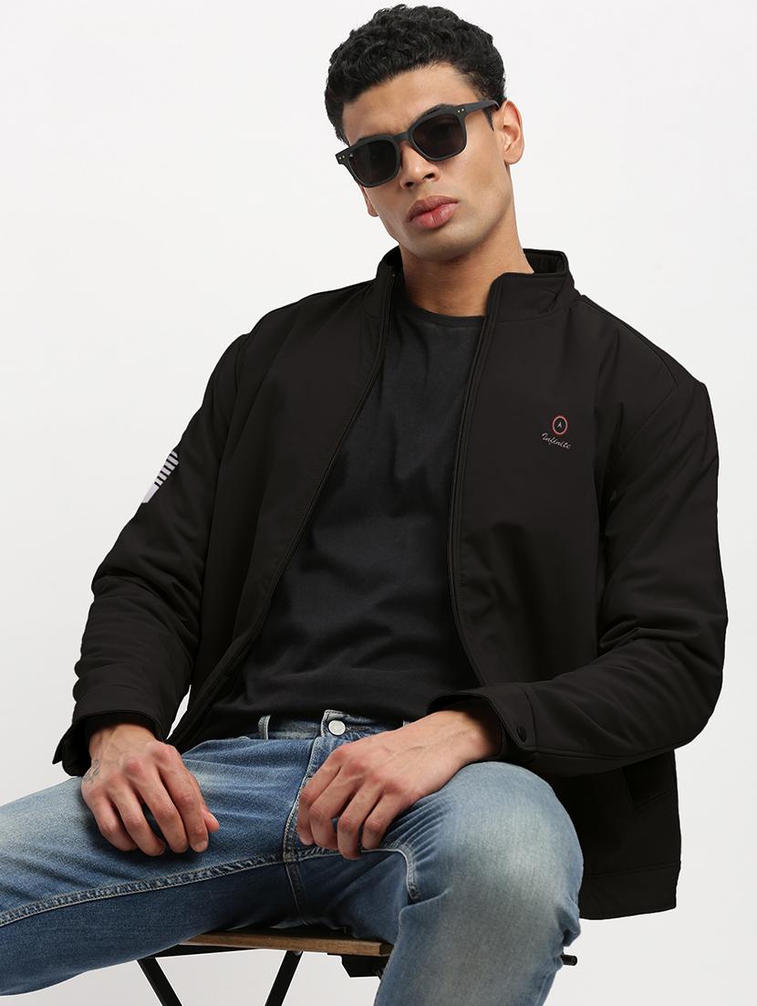 men black solid long sleeve casual jacket - 21968049 - Standard Image - 5