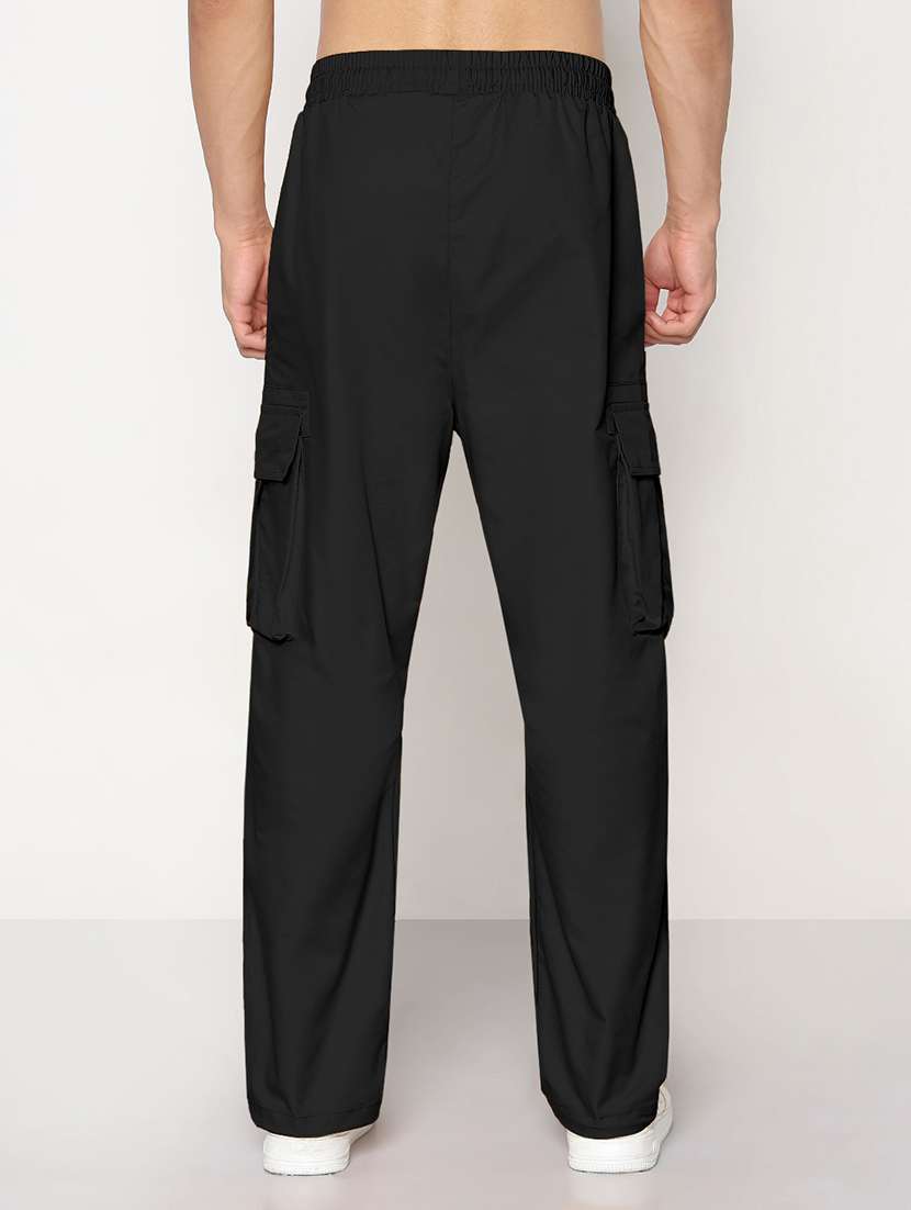 men black solid low rise regular fit cargo - 21968054 -  Standard Image - 3
