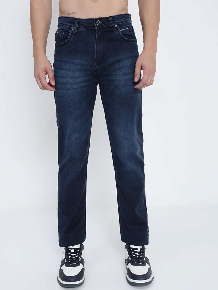 men solid mid rise slim fit jean