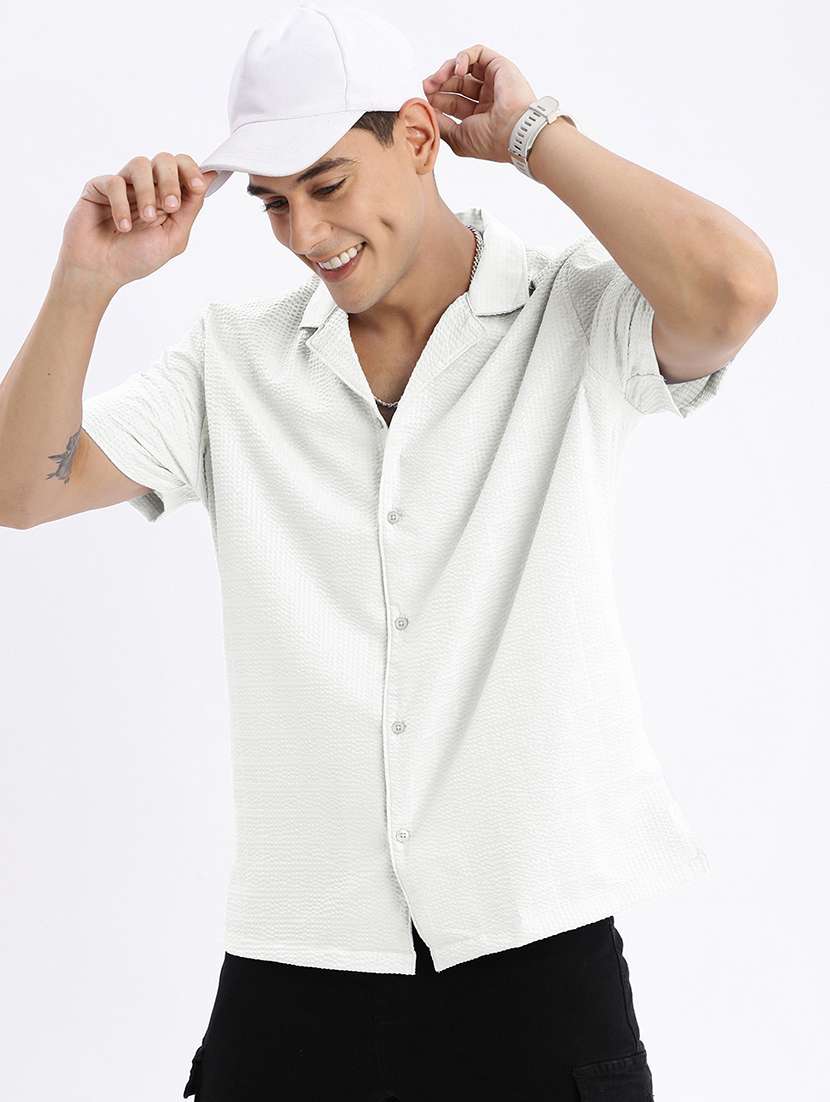 men solid short sleeve regular fit casual shirt - 21968079 -  Zoom Image - 0