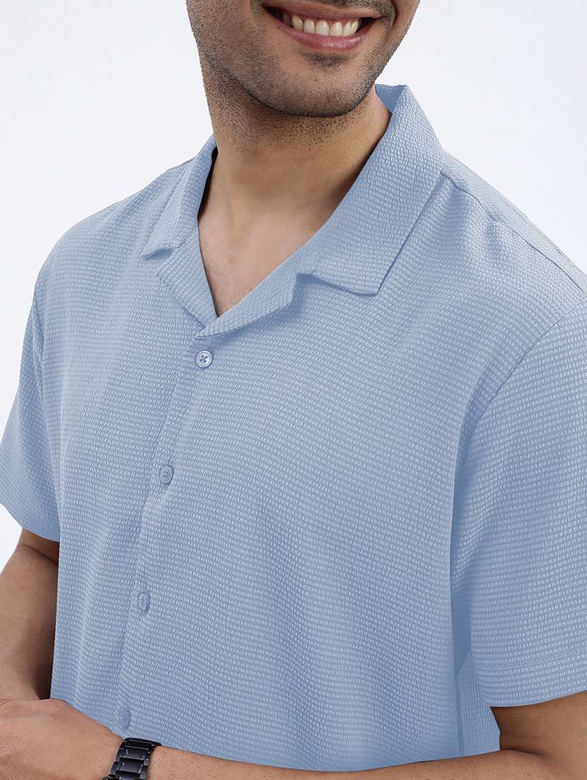 men solid short sleeve regular fit casual shirt - 21968080 -  Standard Image - 5