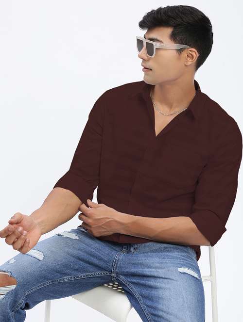 men solid long sleeve collared casual shirt - 21968081 -  Standard Image - 0