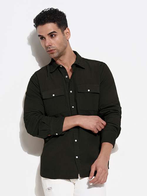 men solid long sleeve collared casual shirt - 21968082 -  Standard Image - 0