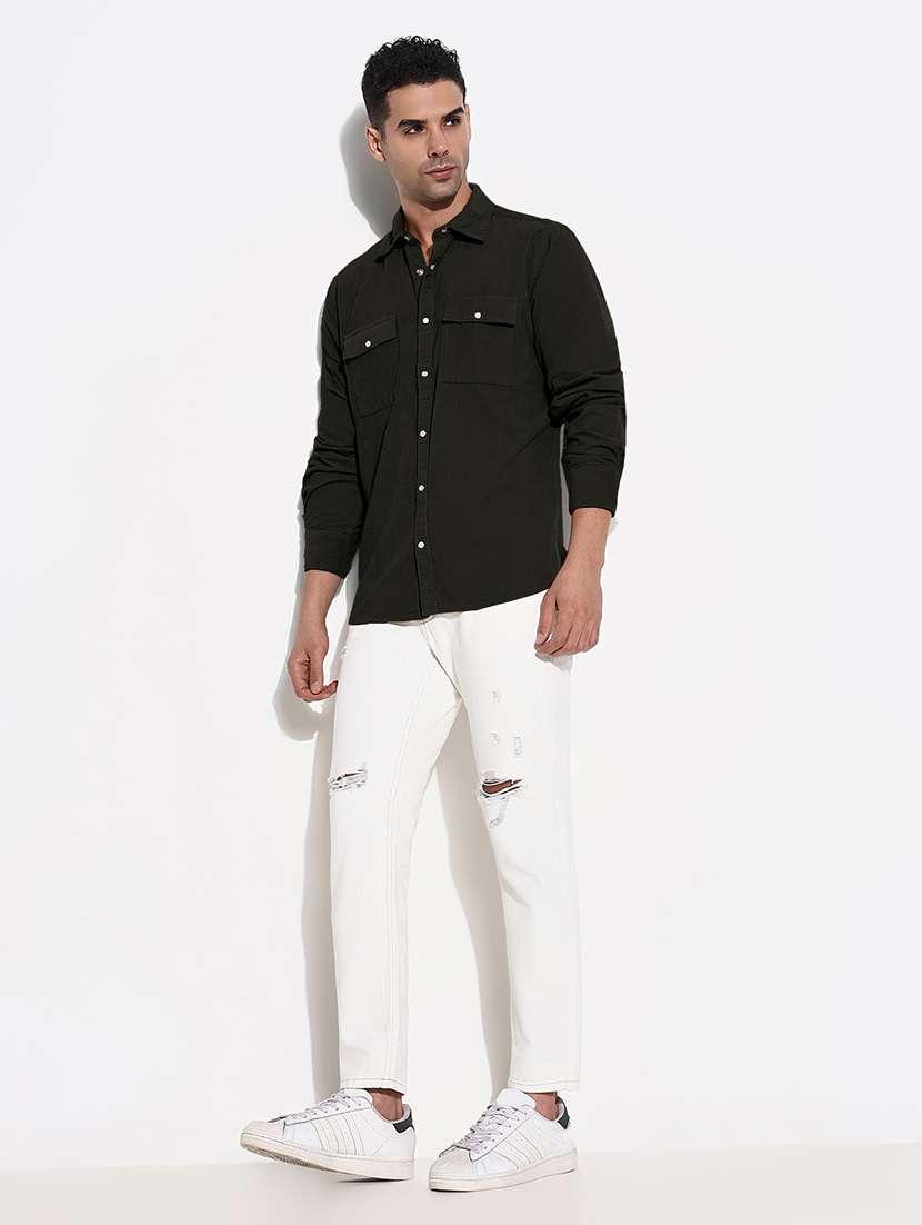 men solid long sleeve collared casual shirt - 21968082 -  Standard Image - 5