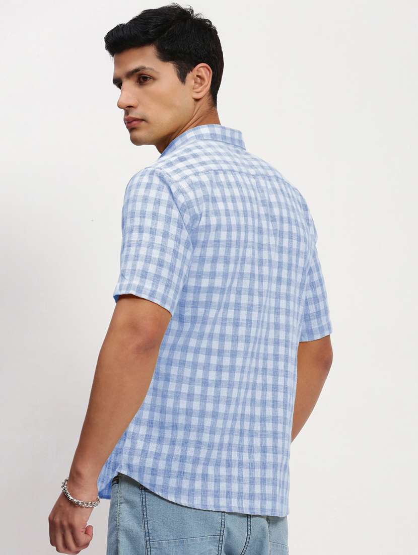 men checkered short sleeve regular fit casual shirt - 21968083 -  Standard Image - 3