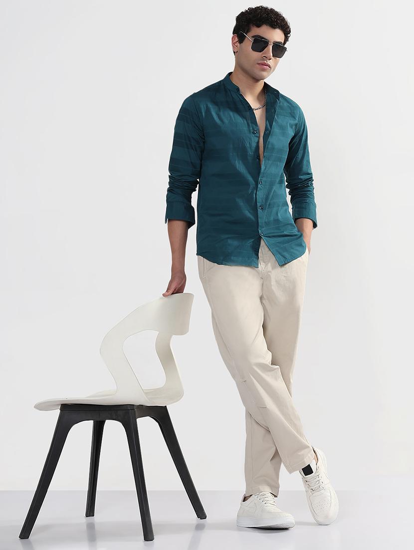 men striped long sleeve slim fit casual shirt - 21968085 - Standard Image - 5