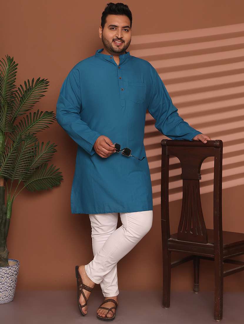 men solid mandarin neck long kurta - 21968142 - Zoom Image - 0