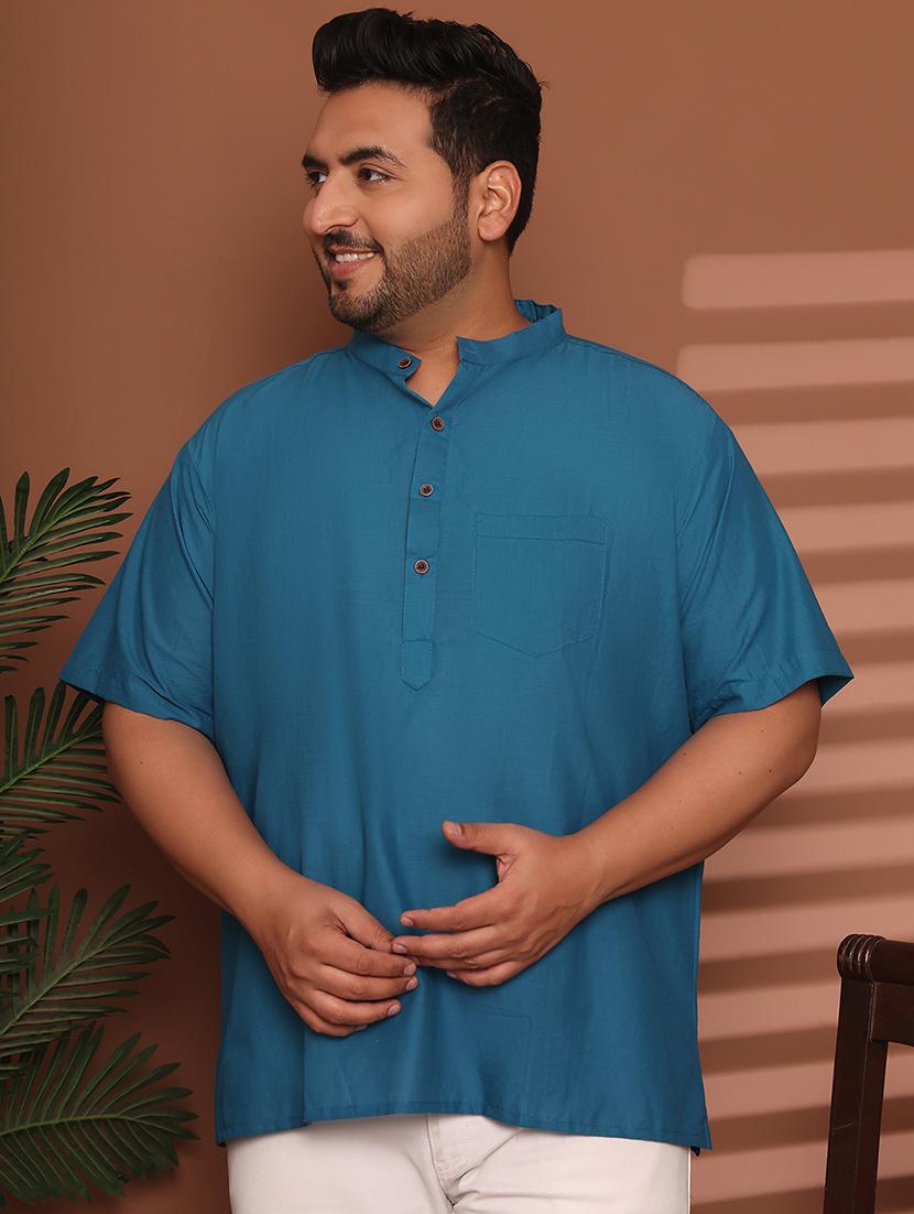 men solid mandarin neck short kurta - 21968143 - Standard Image - 3